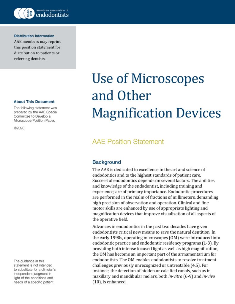 thumbnail of AAE 2020 Utilisation du Microscope et loupes en Endodontie